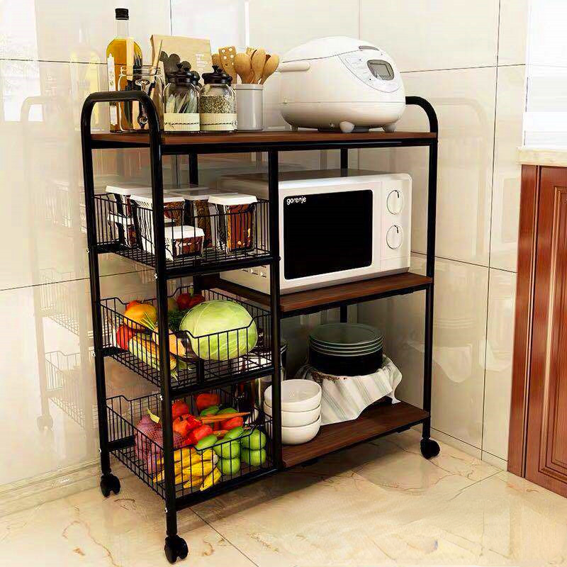 Kitchen Supplies Storage Rack Floor-Standing Multi-Layer Microwave Bowl ...