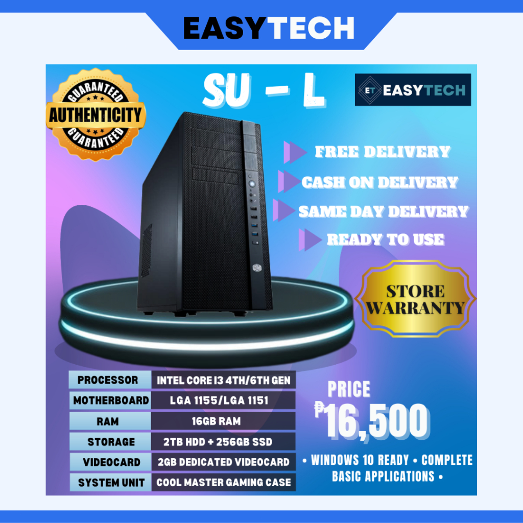 EASYTECH | SU - L Intel Core i3 - 4th/6th Gen 16GB RAM 2TB HDD + 256GB ...