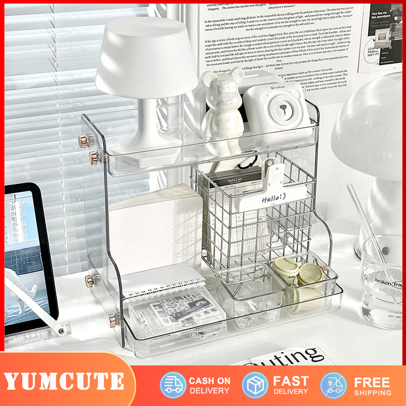 Doubler Layer Minimalist Acrylic Desktop Organizer Rack Cosmetic ...