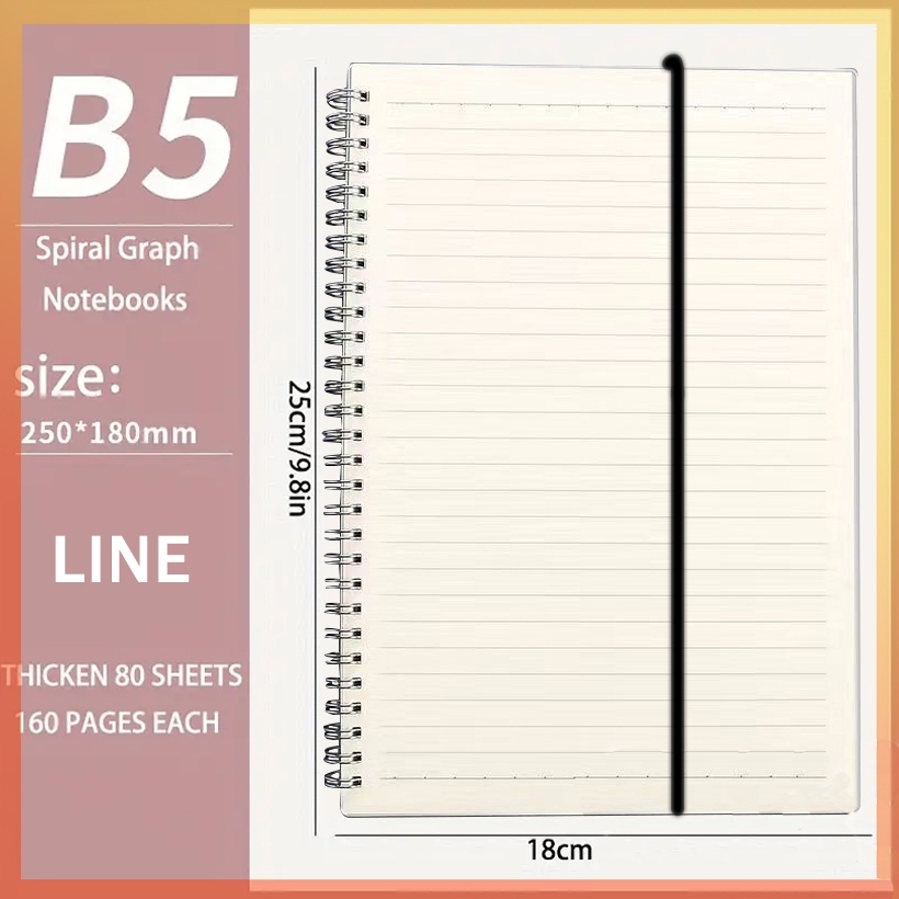 A6 A5 B5 A4 Coil Notebook 160pages Notebook Grid/Line/Blank Spiral ...