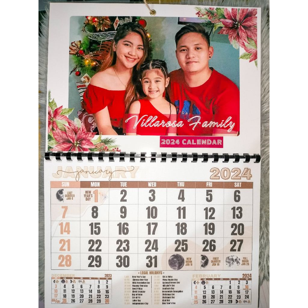 Personalized 2025 Wall Calendar A4 Laminated Customized Cover Photo