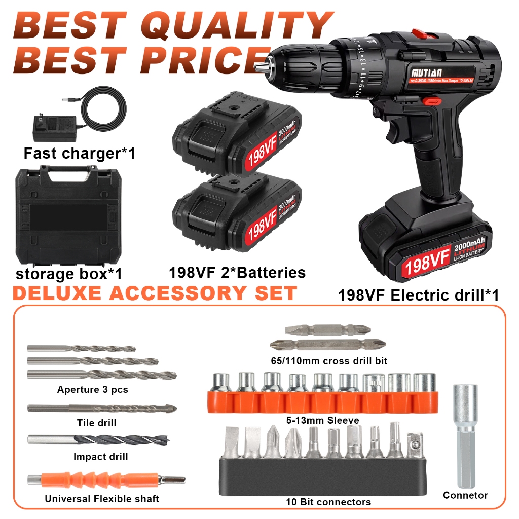 Lowest price Cordless Impact Drill Electric Screwdriver Power Drill