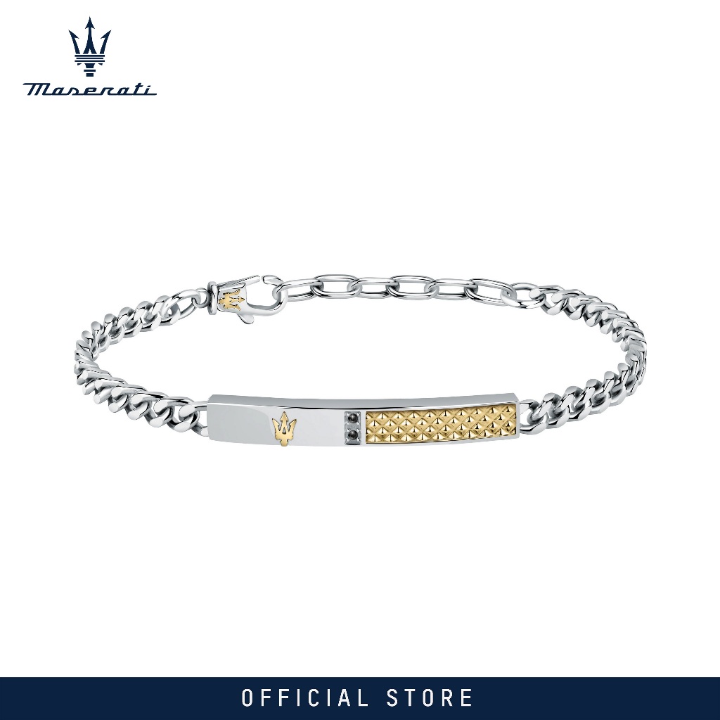 Maserati Jewels 220mm Men's Stainless Steel Diamond Bracelet, Silver