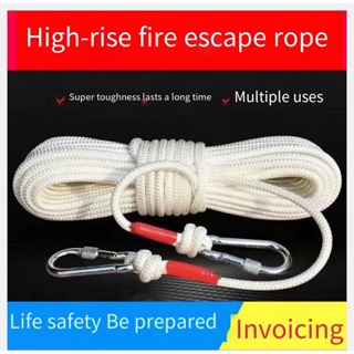8mm Working at height safety rope emergency escape rope steel core nylon  rope double hook