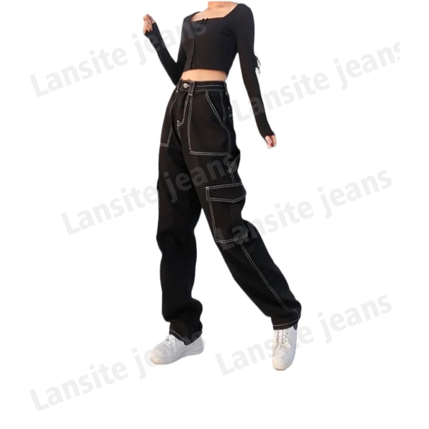 Lansite Trendy High waist Women Straight wide Leg Jeans | Shopee ...