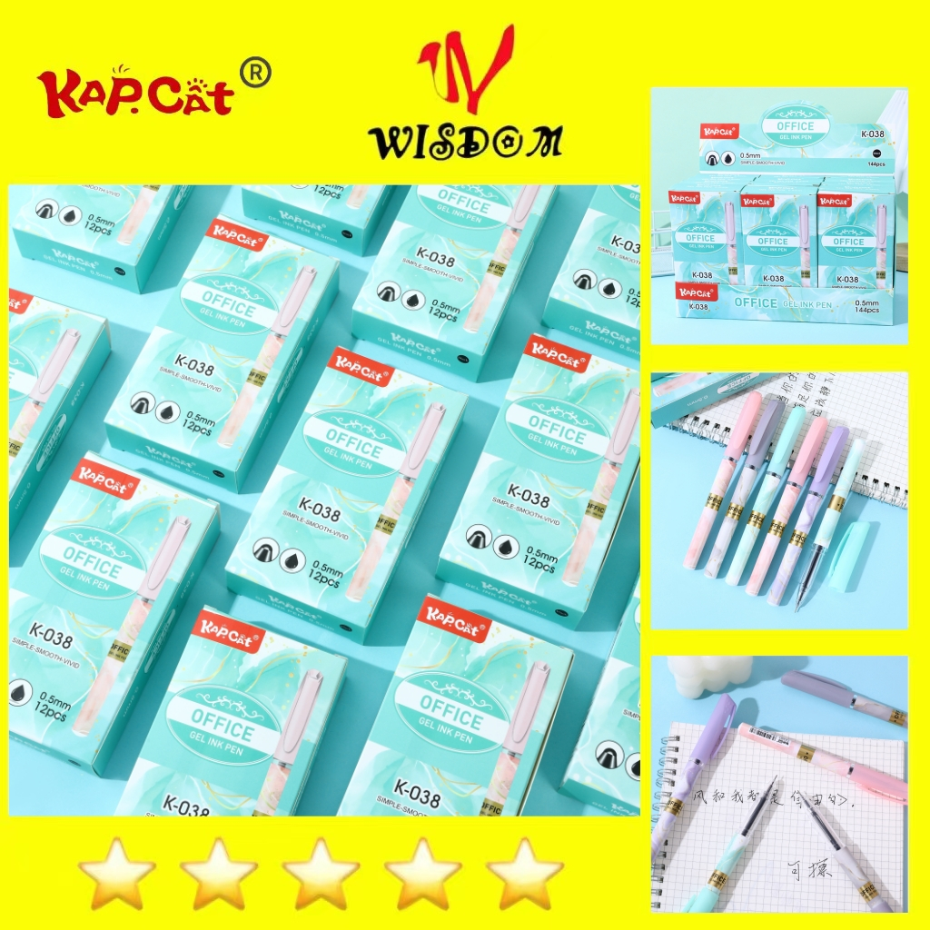 WISDOM KAP.CAT K-038 GEL PEN 12PCS | Shopee Philippines