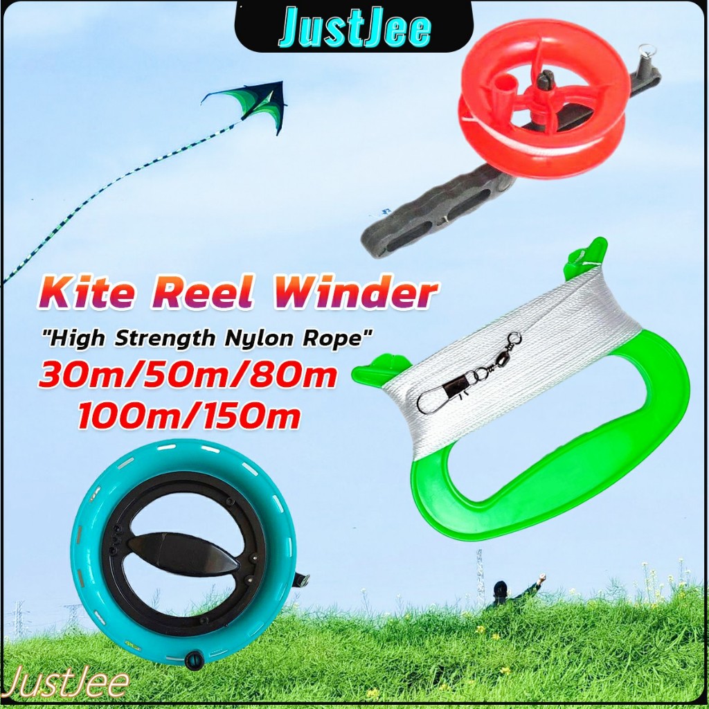 JustJee Kite Reel Winder Flying Kite String Reel Grip Wheel For Beginner  Fly Kites 30m/100m/150m