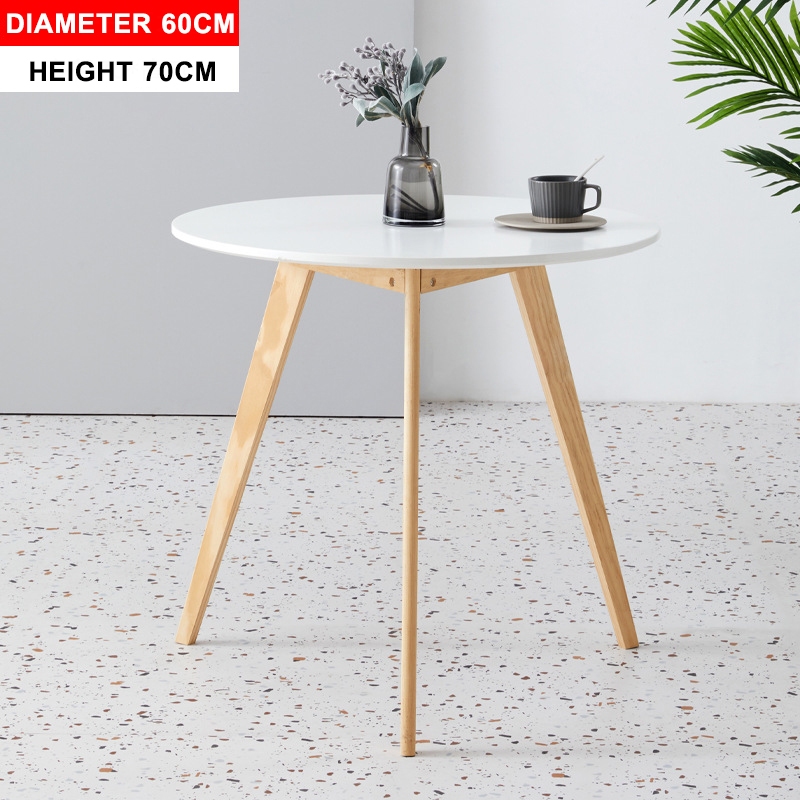 Wishroom Solid Wood Dining Table Round Nordic Coffee Table White Corner 