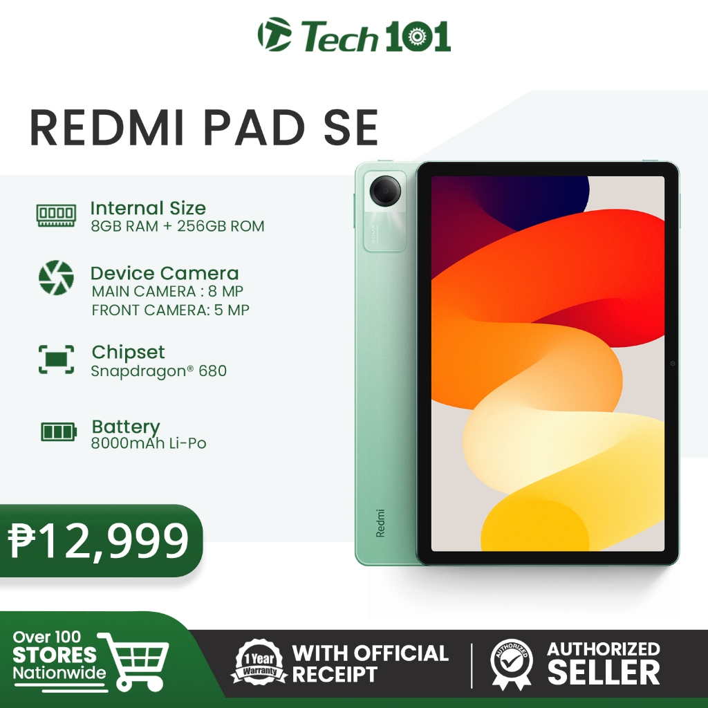 Redmi Pad SE Wifi, 8GB RAM, 256GB ROM, Li-Po 8000 mAh Battery, Snapdragon® 680 Mobile Platform, 8MP Camera