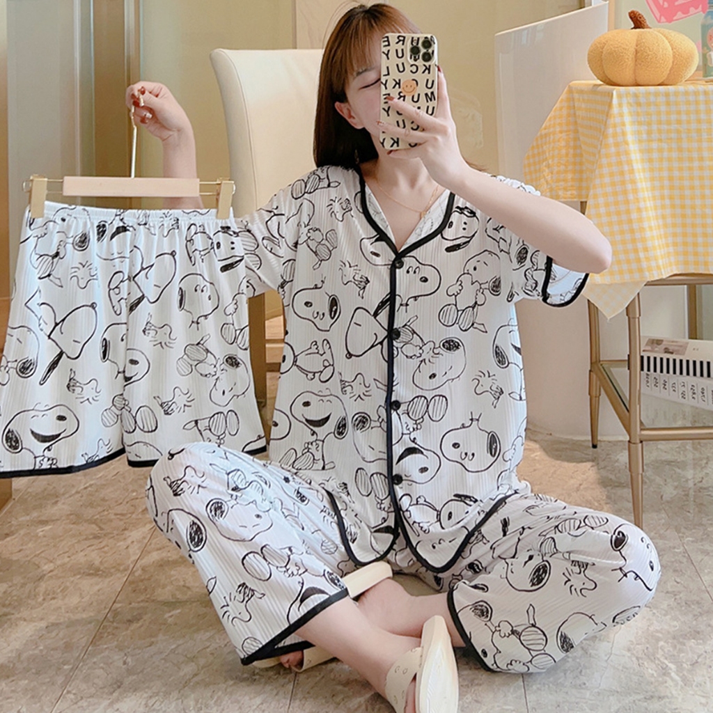 CHAO M-2XL comfortable cotton loungewear short sleeves pajamas for ...
