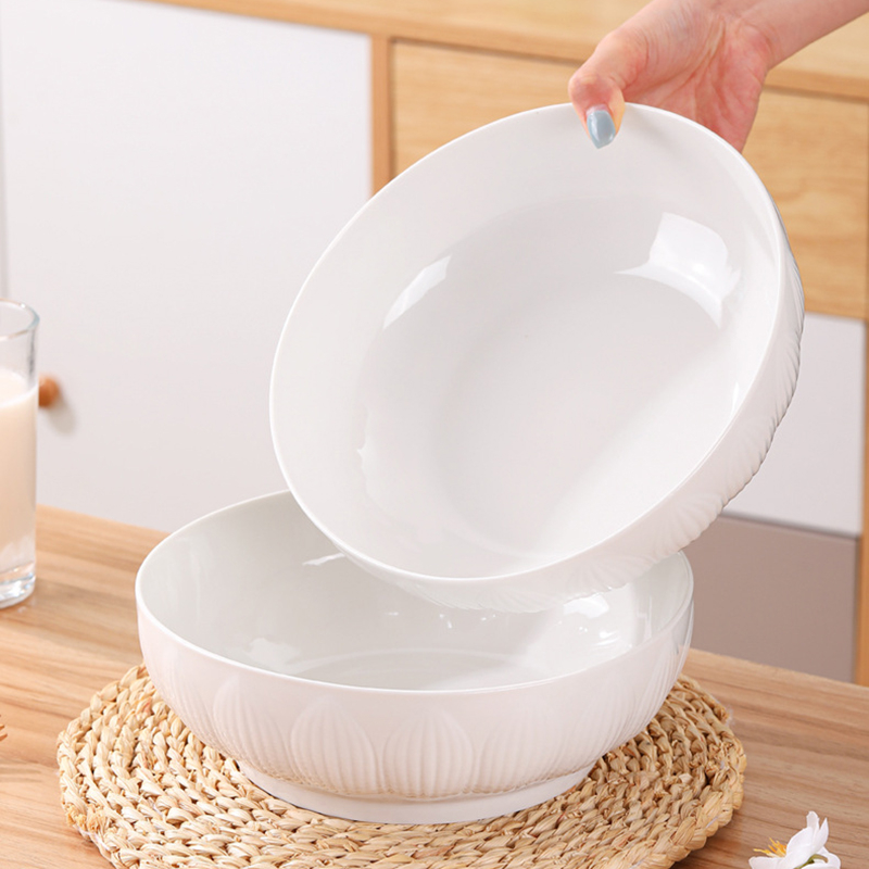 Dailyhome Large Porcelain Salad Mixing Bowl White Ceramic Serving Bowl