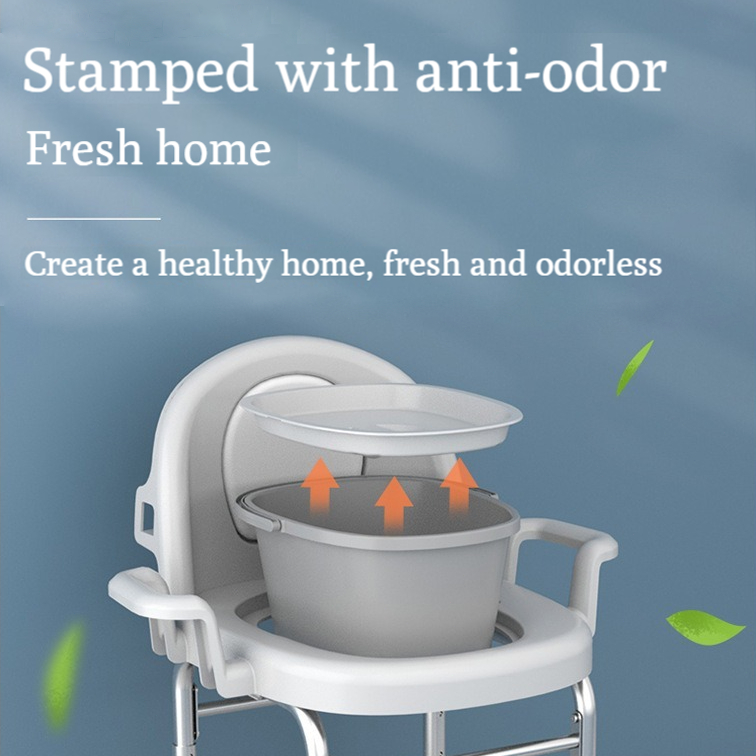 Free Solid Bucket Commode Chair Toilet Adult Raised Armrest Non-slip ...