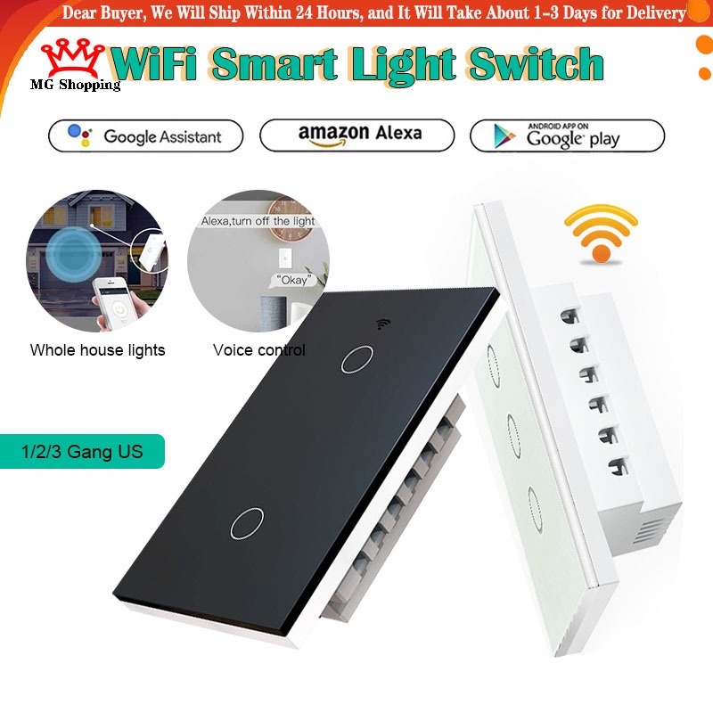 Wifi Smart Light Switch No Neutral Wire Touch Switch Remote Wall Switch