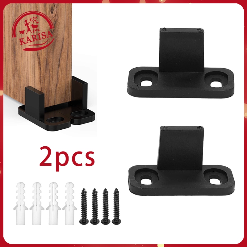 thumbnail image 2 of 8 Pcs Barn Door Floor Guides - Black Sliding Door Track Guide For Closet & Pocket Doors 2 of 9