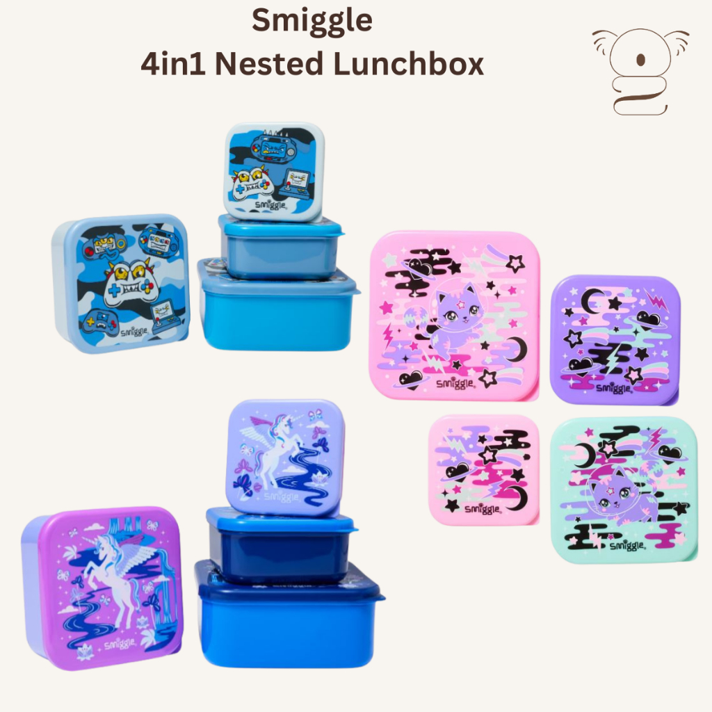 Smiggle 4in1 Nested Lunchbox Food Snack Container for Kids School