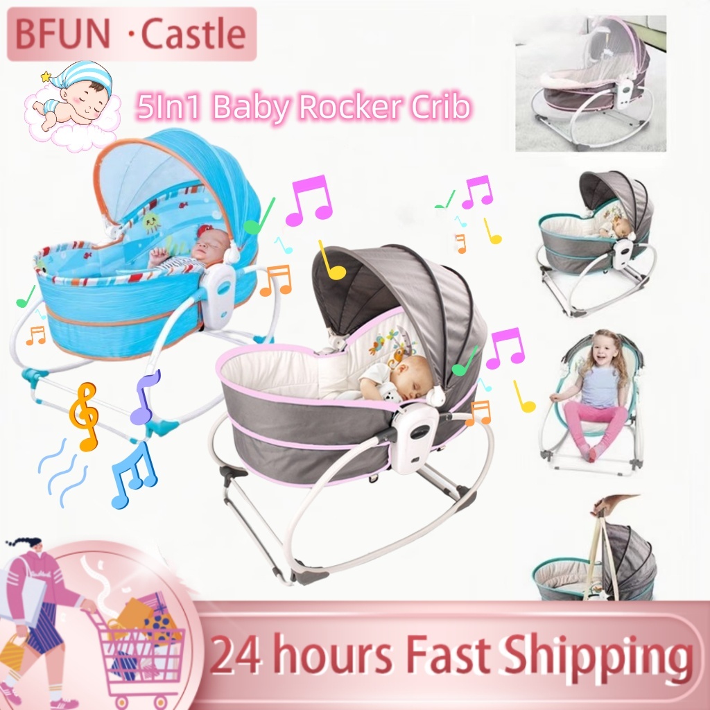 COD 5 In 1 Baby Rocker Crib for Baby Playpen Baby Rocking Chair Apruva