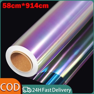 Rainbow Glossy Clear Film for Resin Fillers, Iridescent Cellophane Wrapping  Paper Wrap Roll Colorful for Resin Decorative Jewelry Making, Home Dec