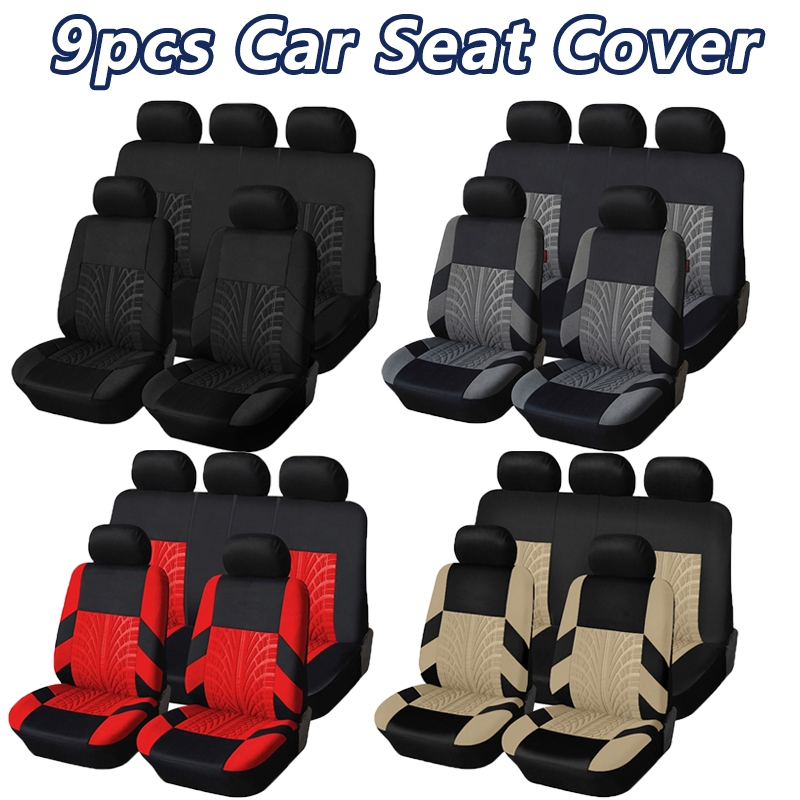 Universal 9pcs Car Seat Covers Emboss Car Seat Protector Car Front Seat