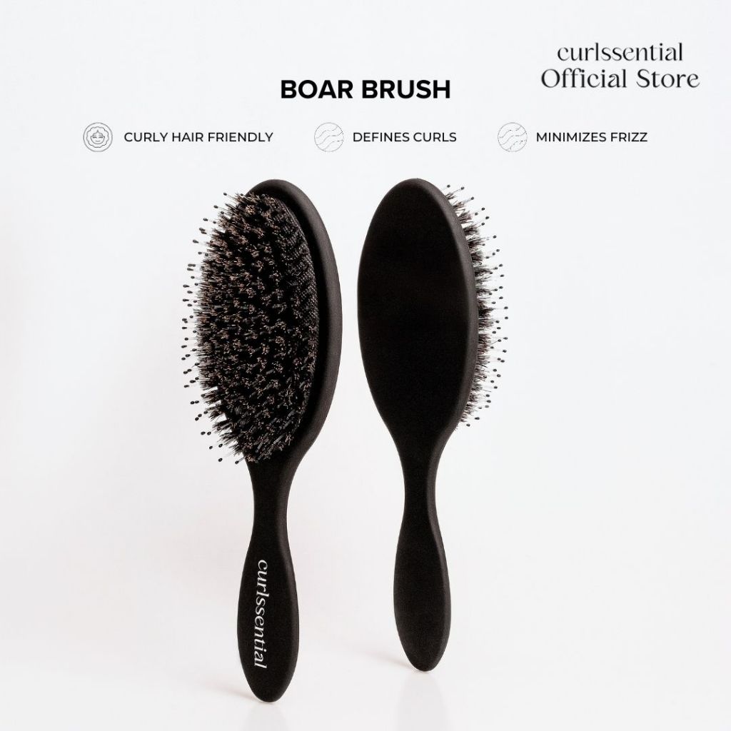 Curlssential Boar Brush [Curly Hair, Wavy Hair, Detangling, Bristle, Styling, Comb] Shopee