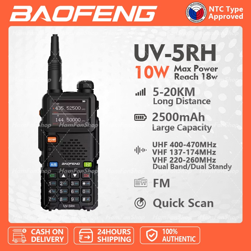 Baofeng UV-5RH Walkie Talkie 10W High Power Capacity Dual Band Two