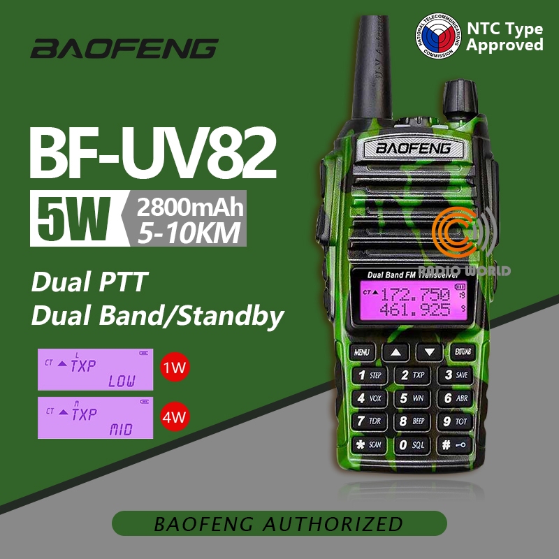 Baofeng Uv82 Walkie Talkie Portable Dual Band Two Way Radio 10km Long