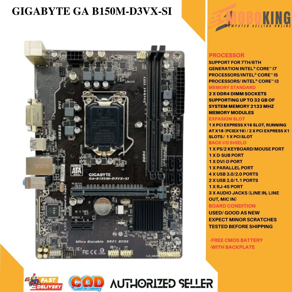 GIGABYTE GA B150MD3VXSI 6TH 7TH GEN Motherboard B150 Socket LGA 1151