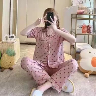 new korean pajama for women short sleeve sleepwear lapel homewear ...