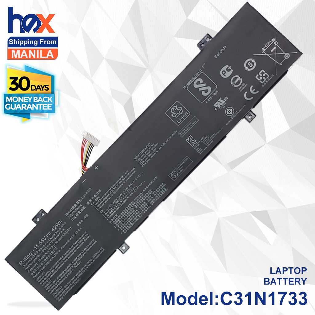Batteria C31N1733 Per Asus VivoBook Flip 14 TP412U/TP412FA – 11.55V 42Wh (3640mAh), Sostituisce 0B200-02970000, Garanzia 12 Mesi