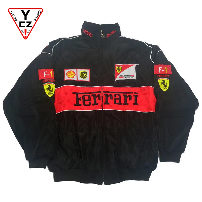 YCZ F1 Racing Jacket Embroidery Long Sleeve Retro Motorcycle F1 Ferrari ...