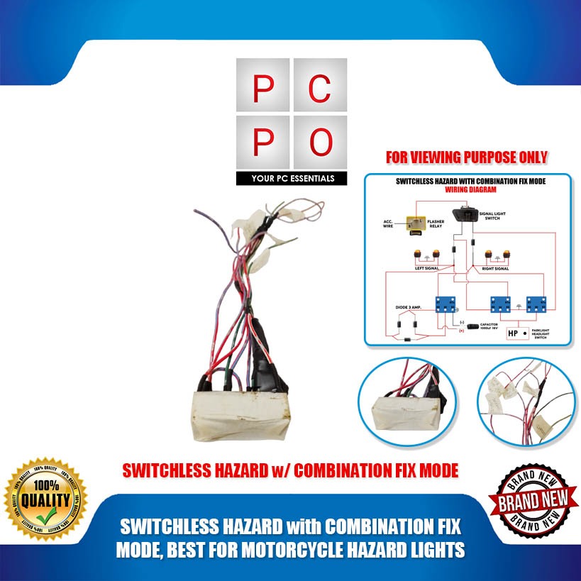 PC PO SWITCHLESS HAZARD with COMBINATION FIX MODE, BEST FOR MOTORCYCLE ...
