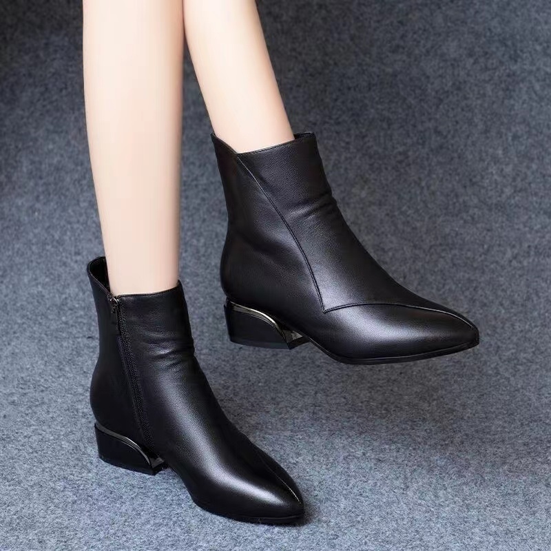 High Cut Women's Boots Black Thick Soled School Shoes Black Women's Leather  Boots