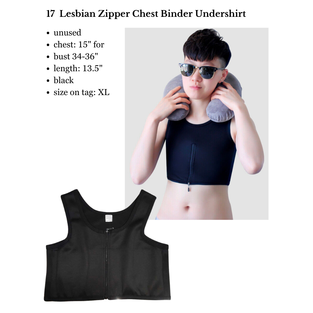 Lesbian Vest 3436" Zipper Tank Top Vest Bustiers Corsets Chest Binder