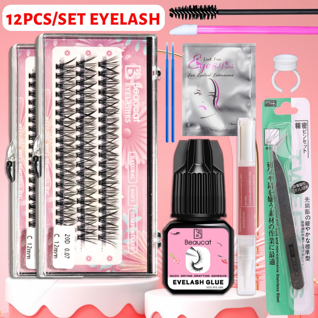 Beaucat 10D/20D Hot Melt False Eyelashes C Curl Cluster Eyelash Set DIY ...