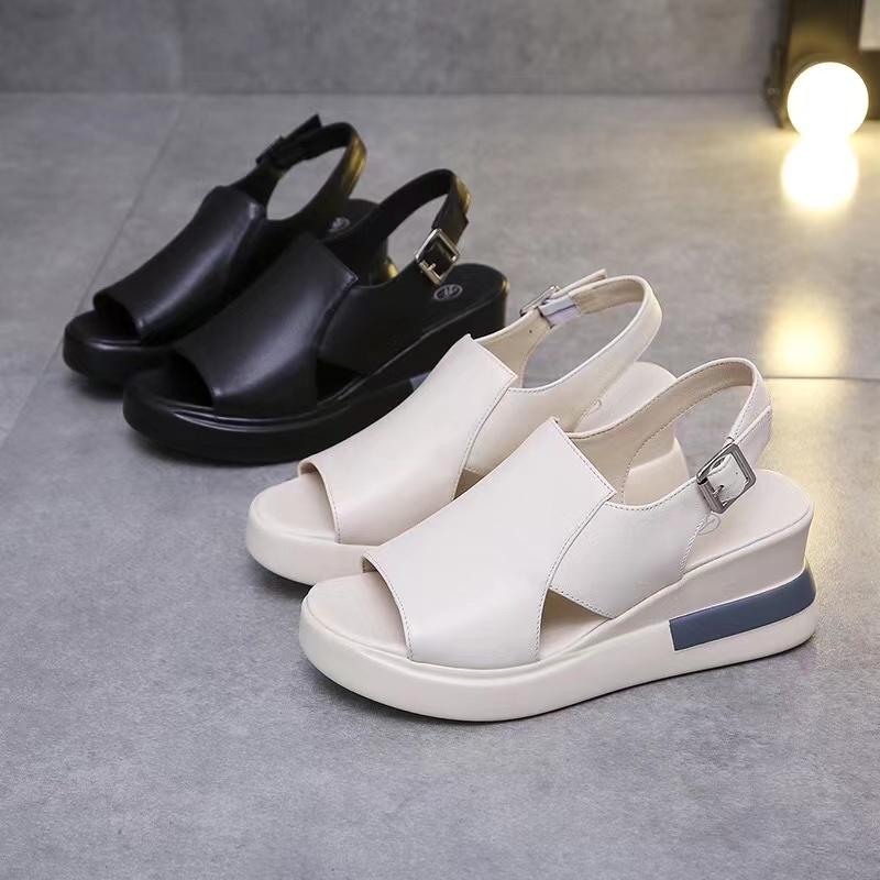 [LUCKISS] New Muffin Thick-Sole Wedge Sandals High-Heeled For Women ...
