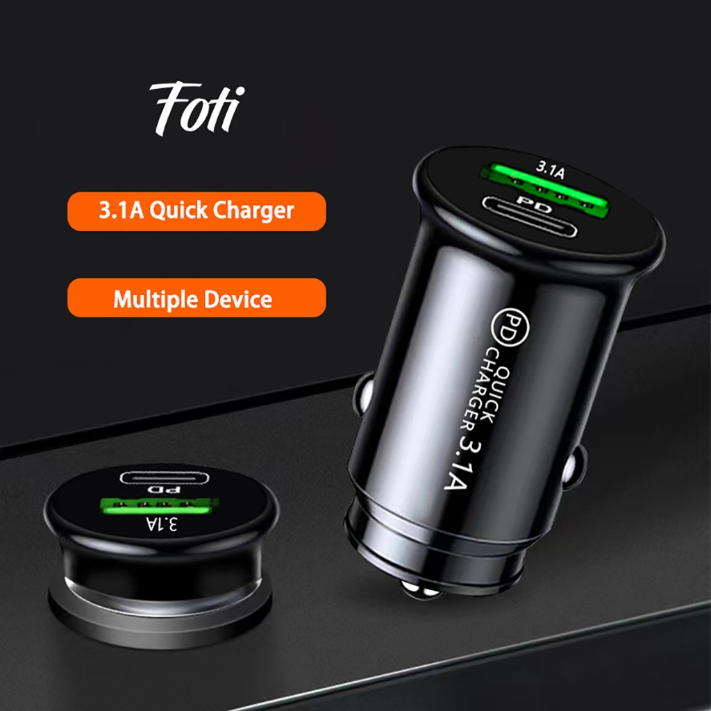 Foti Universal Mini Car USB Car Fast Charger 3.1A Dual Ports Adapter ...