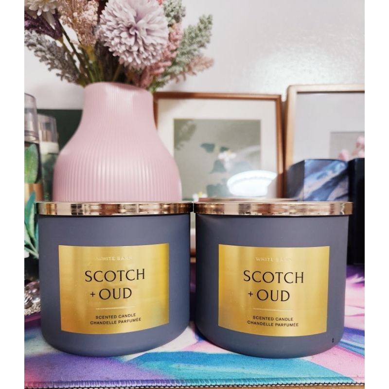 Scotch & Oud | 3 wick candle | White Barn | Bath & Body Works | Shopee ...