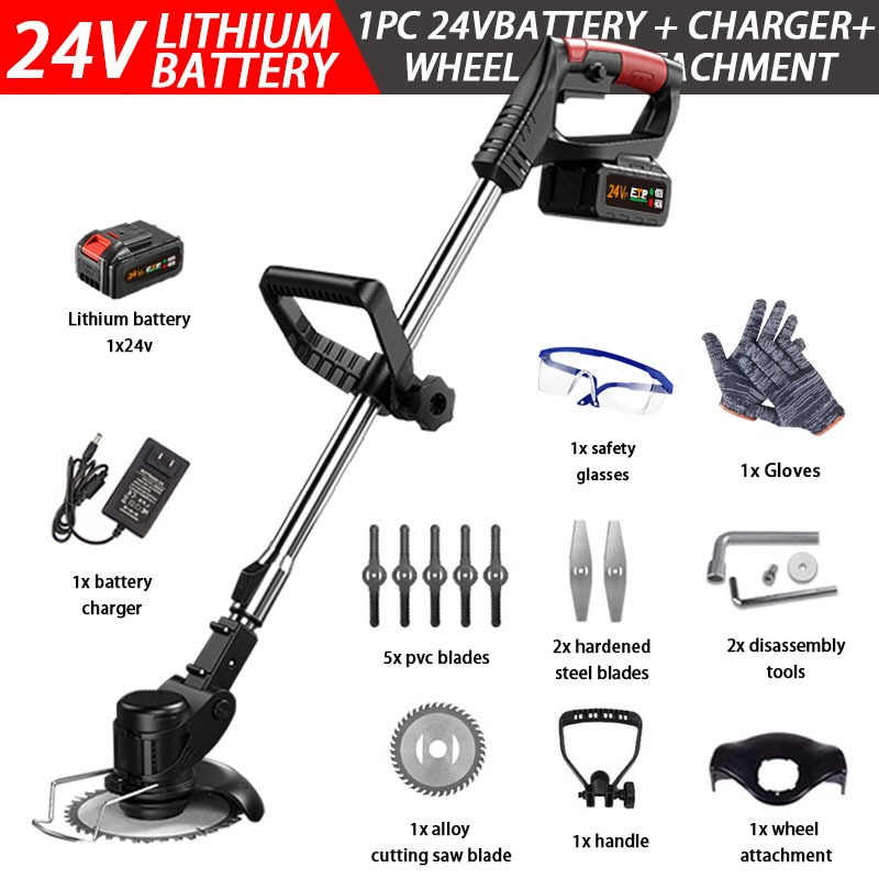24V Electric Grass Cutter Lawn Mower Rechargeable Lithium Battery