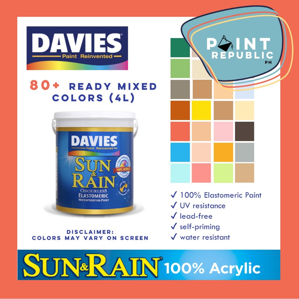 Davies Sun Rain Elastomeric Waterproofing Paint 4L Shopee Philippines