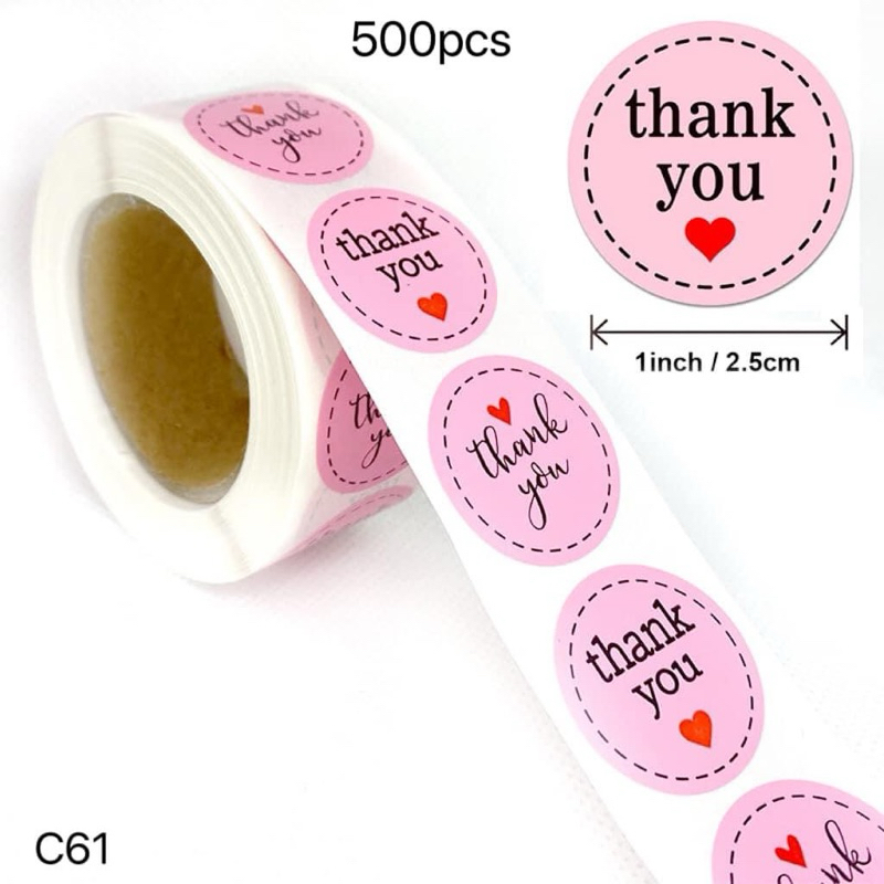 Thank You Label Sticker 500PCS 1Roll Customized Thank U Packaging ...