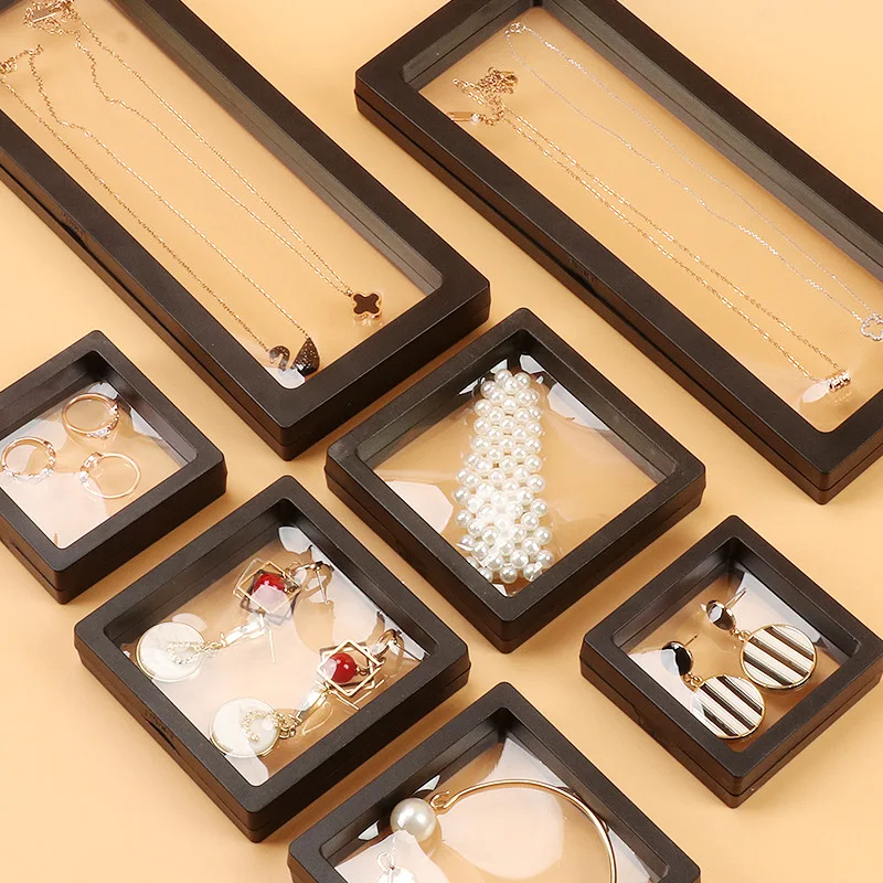 Jewelry box 3D display rings bracelets PE film storage box seal up pe ...