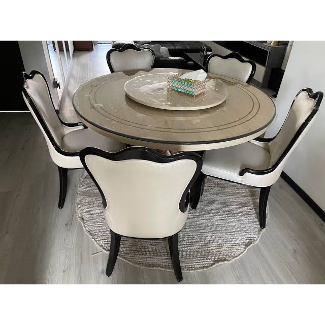 8 / 6 seater round dining set With lazy susan Solid marble table top ...