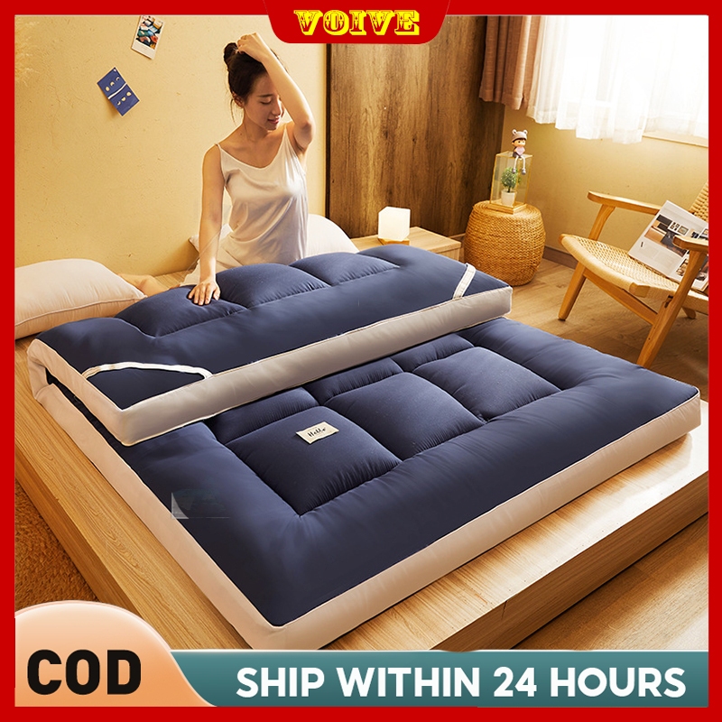 10CM Mattress Thicker Foam Mattress Topper Foldable Queen Velvet Soft