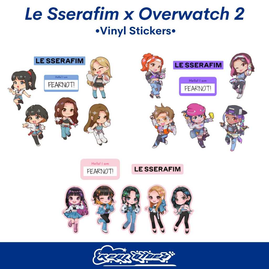 Le Sserafim X Overwatch 2 Chibi Sticker Video Game Kpop Vinyl Stickers