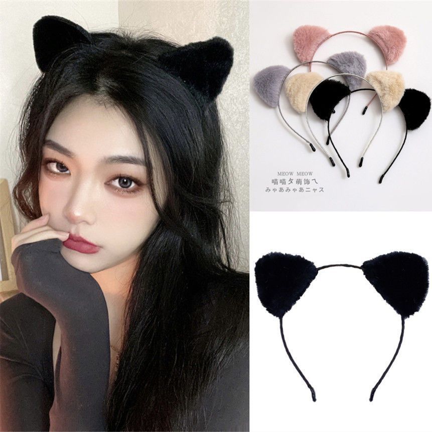 Korea Plush Cat Ear Headband Female Cute Hair Accessories Headband Girl ...