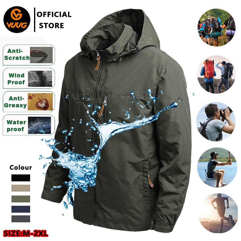 VUUG Waterproof Jacket For Men Outdoor Single Layer & Thin Windproof ...