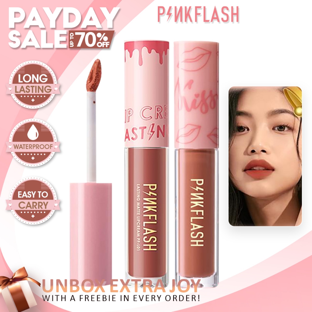 PINKFLASH 2 Pieces Liquid Lipstick Set Soft Matte Bitten Lips Look VE