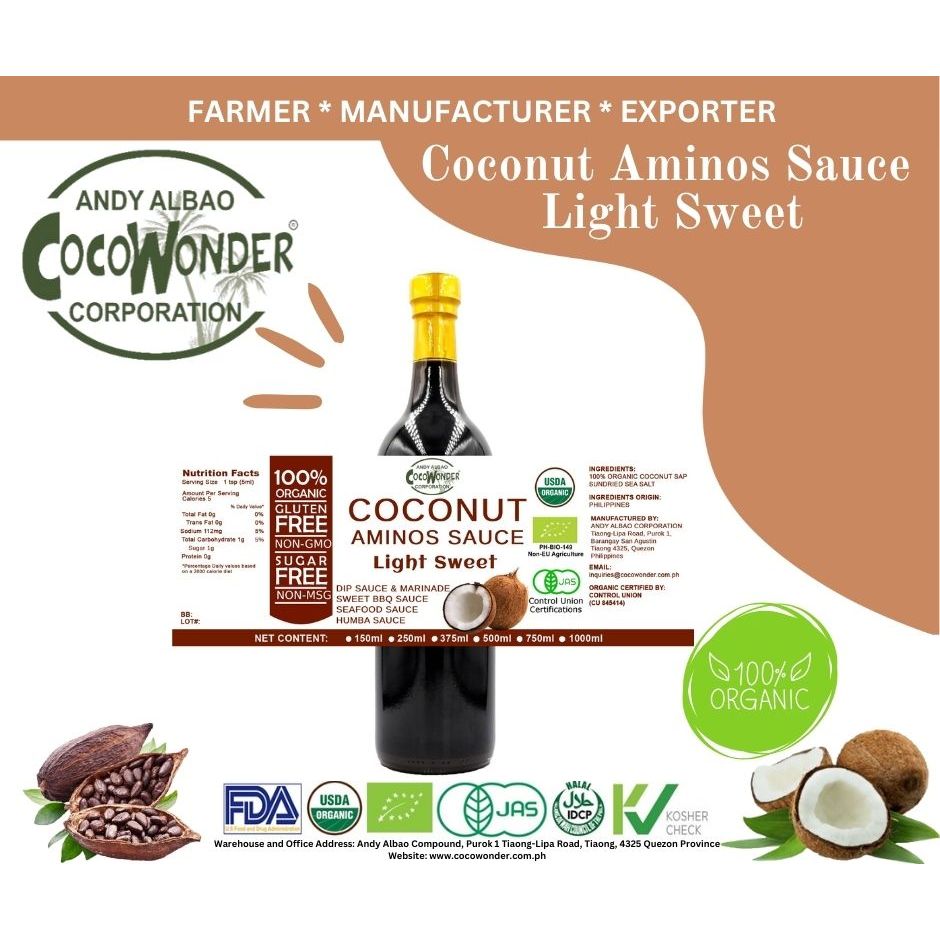 COCONUT AMINOS SAUCE LIGHT SWEET COCOWONDER (All Purpose for Dip Sauce