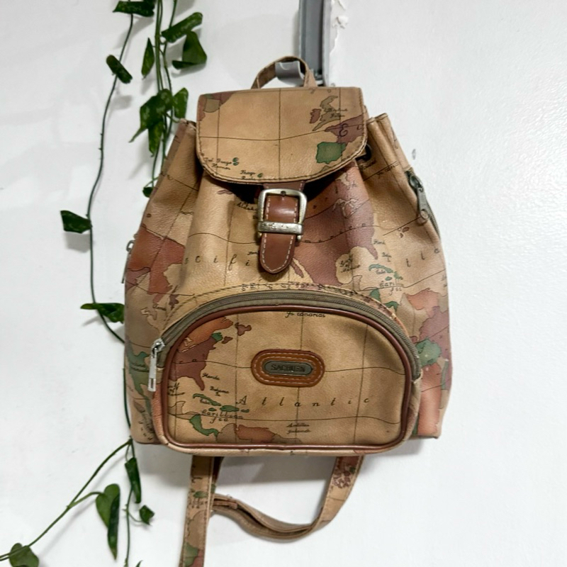 PKA PRELOVED MAP SMALL BACKPACK IN BROWN LEATHER | Shopee Philippines