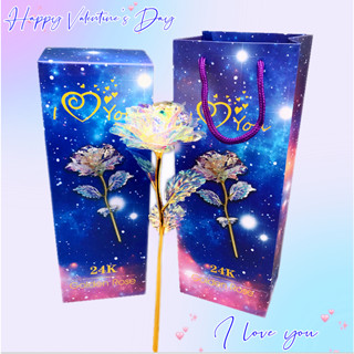 True Love 24k Galaxy Rose Glowing Artificial Rose Flower Valentine's 