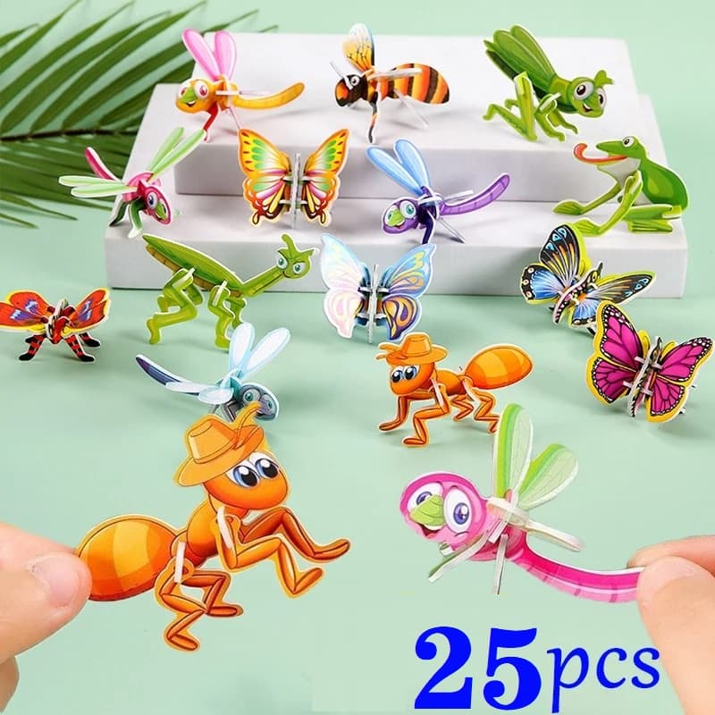 25Pcs Set 3D Paper Puzzles Kids DIY Handmade Educational Toys Funny ...